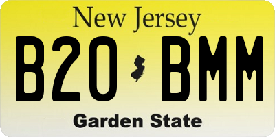 NJ license plate B20BMM