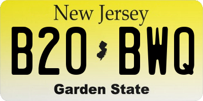 NJ license plate B20BWQ