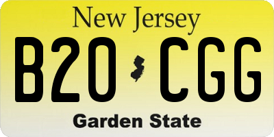 NJ license plate B20CGG