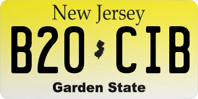 NJ license plate B20CIB