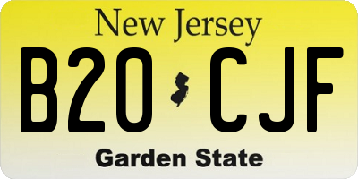 NJ license plate B20CJF