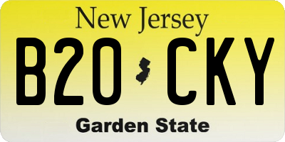 NJ license plate B20CKY
