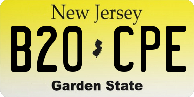 NJ license plate B20CPE