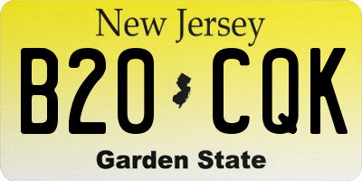 NJ license plate B20CQK