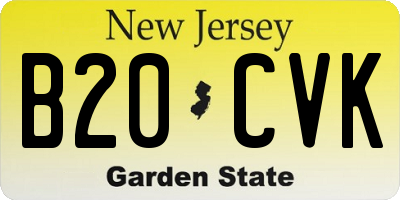 NJ license plate B20CVK