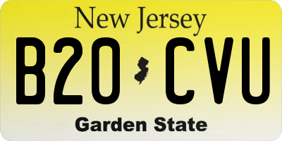 NJ license plate B20CVU