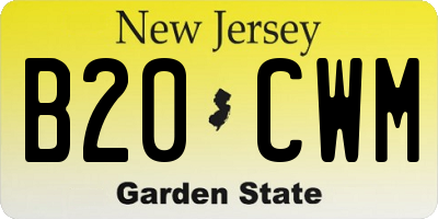 NJ license plate B20CWM