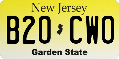 NJ license plate B20CWO