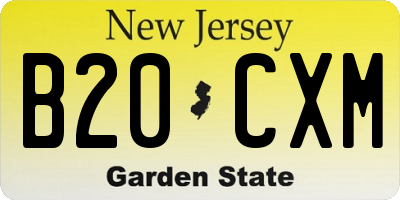 NJ license plate B20CXM