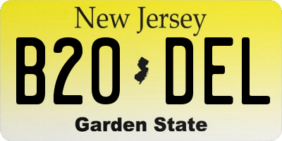 NJ license plate B20DEL