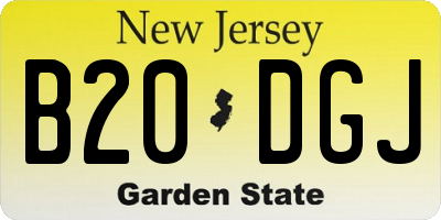 NJ license plate B20DGJ