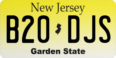 NJ license plate B20DJS