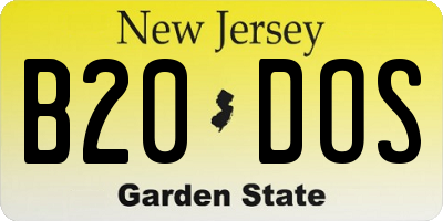 NJ license plate B20DOS