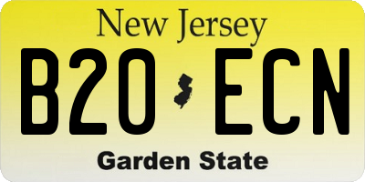 NJ license plate B20ECN