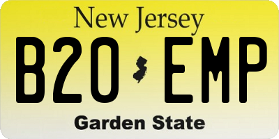 NJ license plate B20EMP