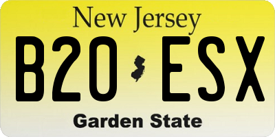 NJ license plate B20ESX