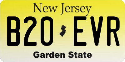 NJ license plate B20EVR