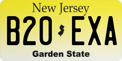 NJ license plate B20EXA