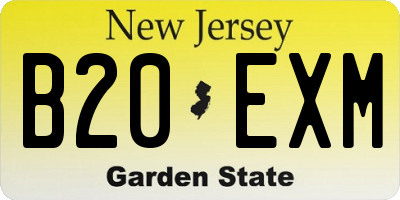 NJ license plate B20EXM