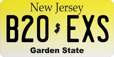 NJ license plate B20EXS