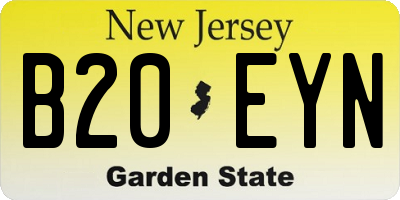 NJ license plate B20EYN