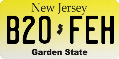 NJ license plate B20FEH
