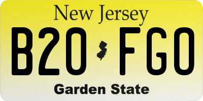 NJ license plate B20FGO