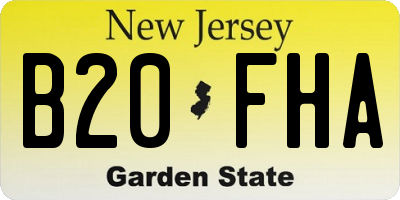 NJ license plate B20FHA