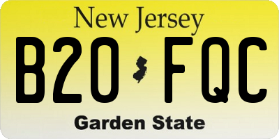 NJ license plate B20FQC