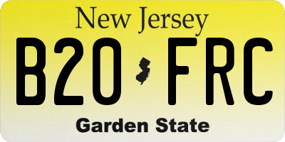 NJ license plate B20FRC