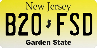 NJ license plate B20FSD