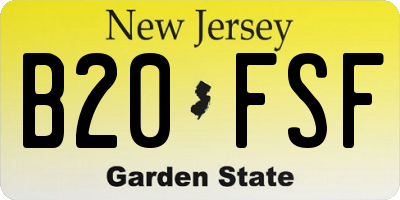 NJ license plate B20FSF