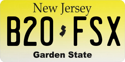 NJ license plate B20FSX