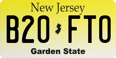 NJ license plate B20FTO