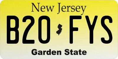 NJ license plate B20FYS