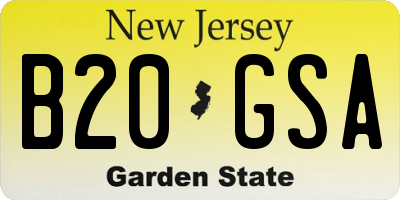 NJ license plate B20GSA