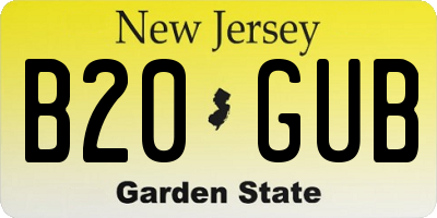 NJ license plate B20GUB