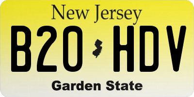 NJ license plate B20HDV