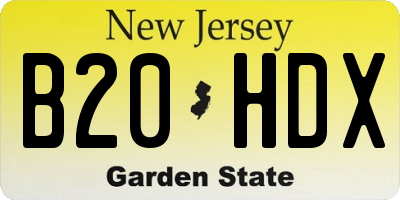 NJ license plate B20HDX