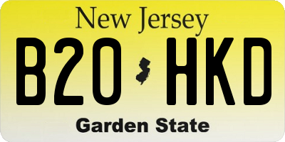 NJ license plate B20HKD