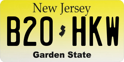 NJ license plate B20HKW
