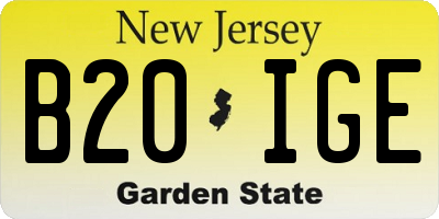 NJ license plate B20IGE