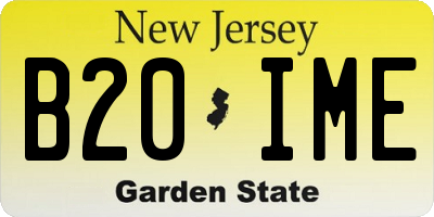 NJ license plate B20IME