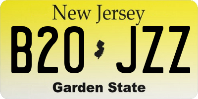 NJ license plate B20JZZ