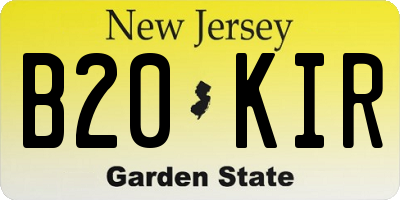 NJ license plate B20KIR