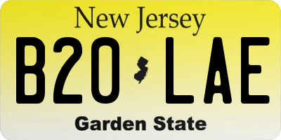 NJ license plate B20LAE
