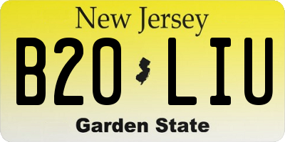 NJ license plate B20LIU