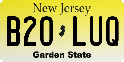 NJ license plate B20LUQ