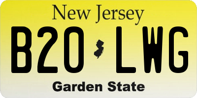 NJ license plate B20LWG