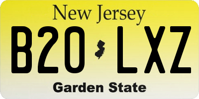 NJ license plate B20LXZ